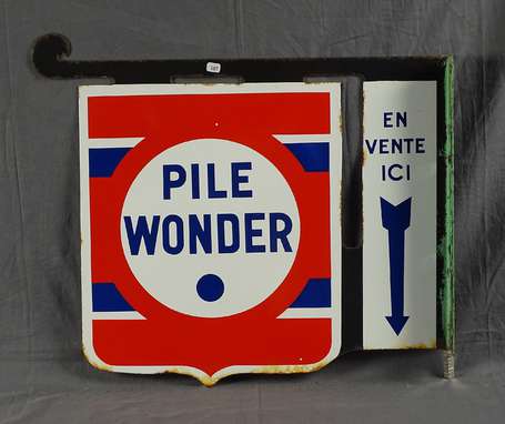 PILE WONDER : Plaque émaillée en découpe,  