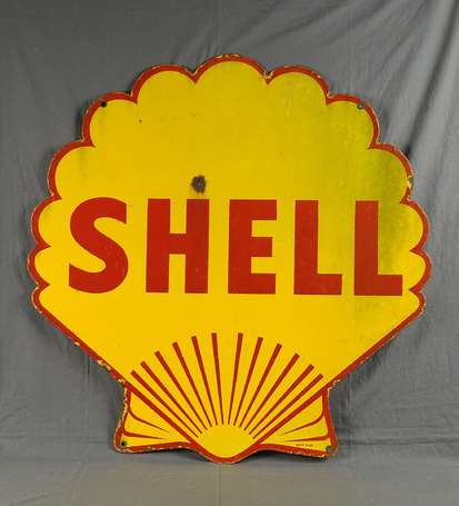 SHELL : Plaque émaillée en découpe. 