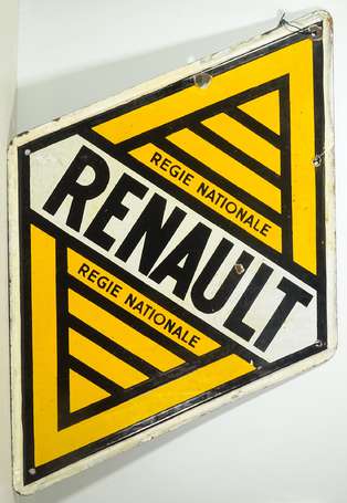 RENAULT RÉGIE : Plaque émaillée double-face de 