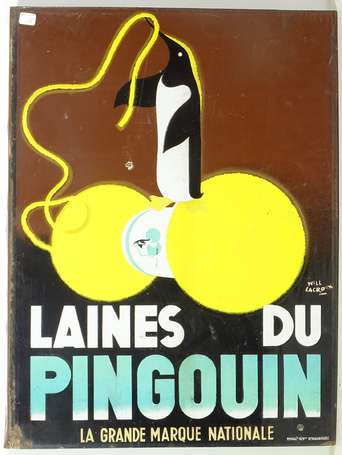 LAINE DU PINGOUIN : Plaque émaillée double-face à 