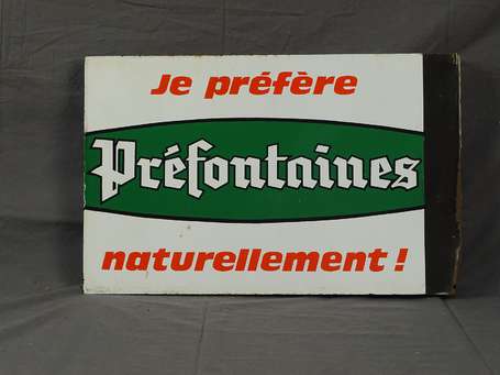 PRÉFONTAINES Vin : Plaque émaillée double-face à 