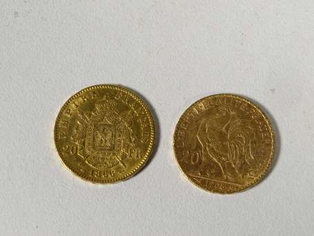 2 pièces 20 Francs or Napoléon III tête laurée 