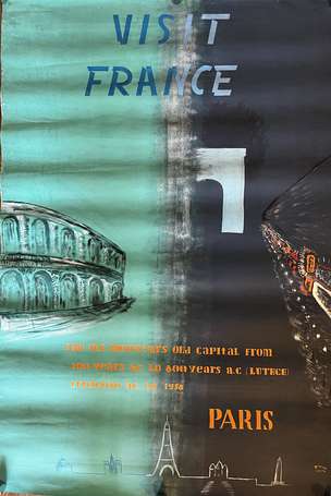 « Visit FRANCE , Paris » - Projet d'affiche 1958 