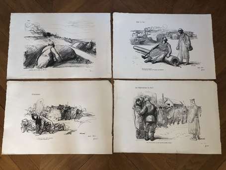 Militaria - 4 gravures illustrées par FORAIN , 