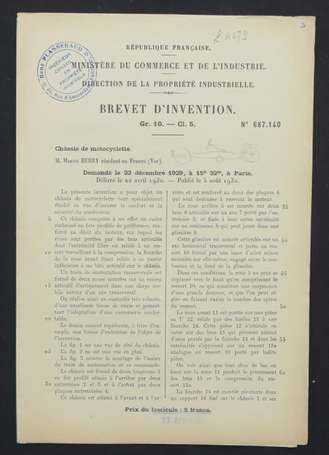 2 dépôts de brevet d'invention de 1929 de la 