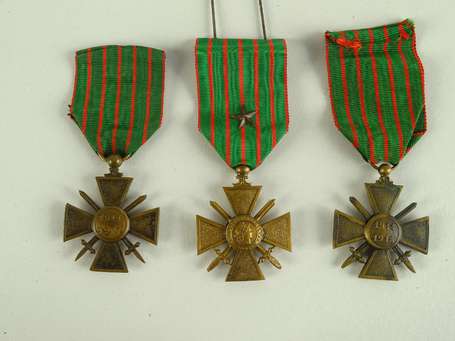 3 Médailles - croix de guerre 1914/1917 et 2  de 