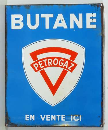 PETROGAZ « Butane » : Plaque émaillée double-face 