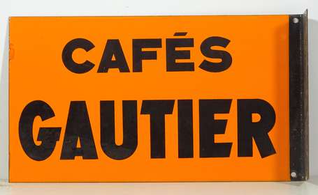 CAFÉS GAUTHIER : Plaque émaillée double-face à 