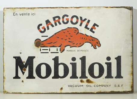 MOBILOIL Gargoyle : Plaque émaillée double-face à 