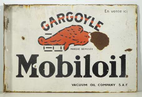 MOBILOIL Gargoyle : Plaque émaillée double-face à 