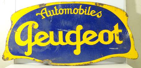 AUTOMOBILES PEUGEOT : Plaque émaillée double-face 