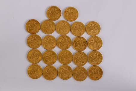 Lot de 22 Souverains Britanniques Georges V en or.