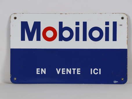 MOBILOIL « En vente ici » : Plaque émaillée. Hexa.