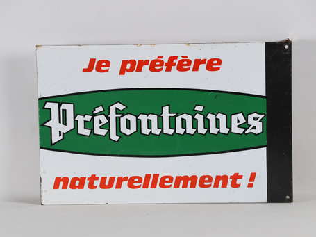 PRÉFONTAINES Vin : Plaque émaillée double-face à 