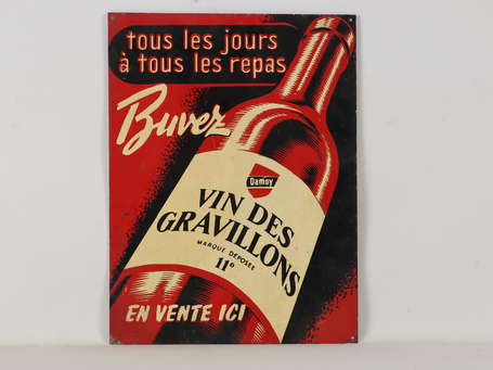 VIN DES GRAVILLONS : Tôle. 24.9 x 33cm.