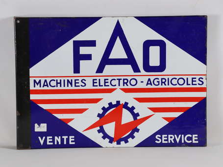 FAO  Machines Electro-Agricole : Plaque émaillée 