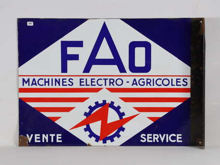 FAO Machines Electro-Agricole : Plaque émaillée 