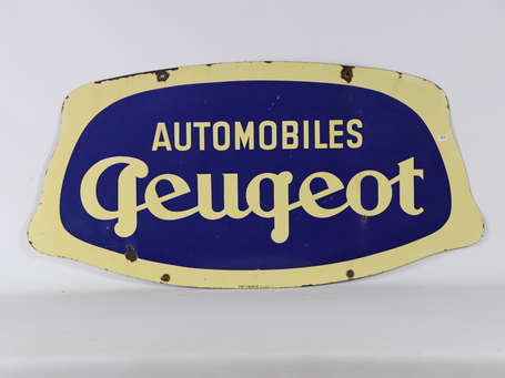 AUTOMOBILES PEUGEOT : Plaque émaillée double-face 