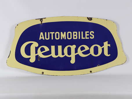 AUTOMOBILES PEUGEOT : Plaque émaillée double-face 