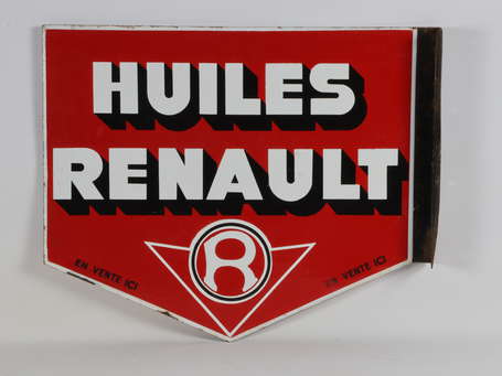 HUILES RENAULT : Plaque émaillée pentagonale 