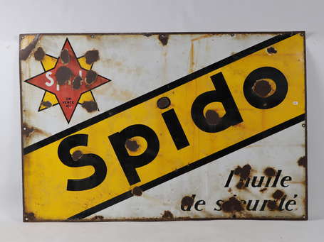 SPIDO : Plaque émaillée, mauvais état, Japy - 