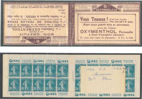 Carnet Ancien N°192b_C2 Type SEMEUSE CAMEE - 