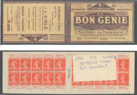 Carnet Ancien N°194_C6 Type SEMEUSE CAMEE - 