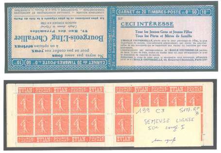 Carnet Ancien N°199_C3 Type SEMEUSE LIGNEE - 50c. 