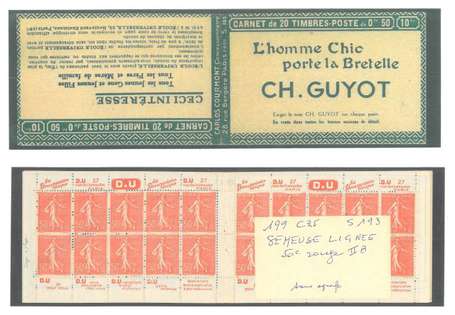 Carnet Ancien N°199_C25 Type SEMEUSE LIGNEE - 50c.