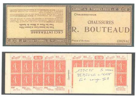 Carnet Ancien N°199_C25 Type SEMEUSE LIGNEE - 50c.