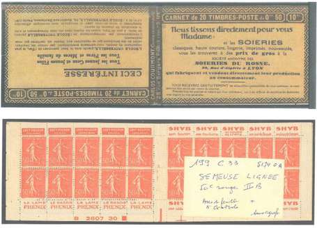 Carnet Ancien N°199_C33  Type SEMEUSE LIGNEE - 50c