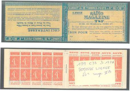 Carnet Ancien N°199_C33  Type SEMEUSE LIGNEE - 50c