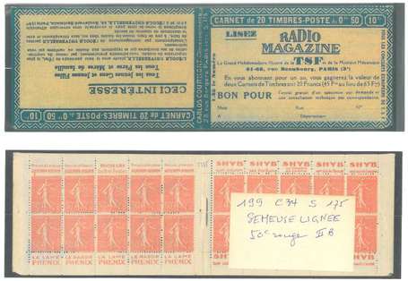 Carnet Ancien N°199_C34  Type SEMEUSE LIGNEE - 50c