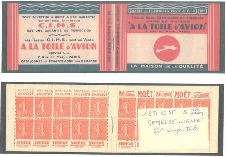 Carnet Ancien N°199_C35 Type SEMEUSE LIGNEE - 50c.