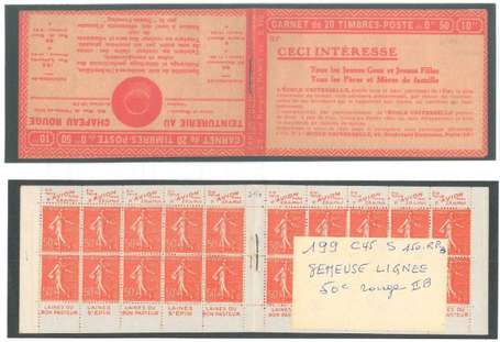 Carnet Ancien N°199_C45 Type SEMEUSE LIGNEE - 50c.