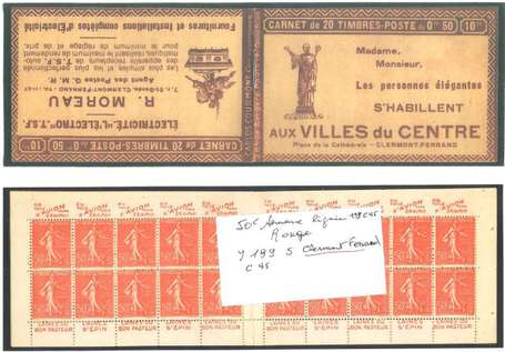 Carnet Ancien N°199_C45 Type SEMEUSE LIGNEE - 50c.