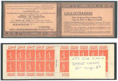 Carnet Ancien N°199_C46 Type SEMEUSE LIGNEE - 50c.