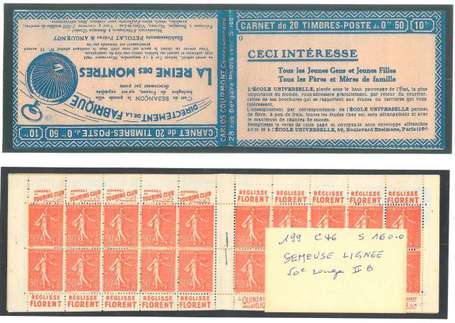 Carnet Ancien N°199_C46 Type SEMEUSE LIGNEE - 50c.