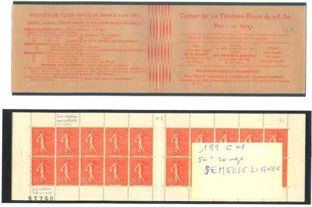 Carnet Ancien N°199_C48 Type SEMEUSE LIGNEE - 50c.