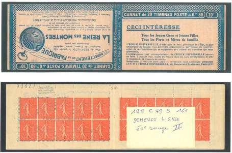 Carnet Ancien N°199_C49 Type SEMEUSE LIGNEE - 50c.