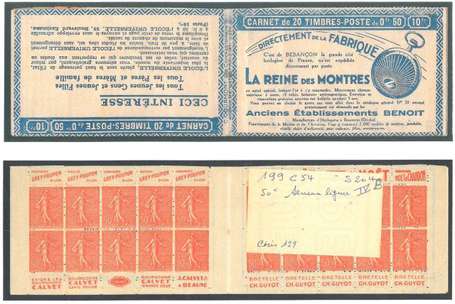 Carnet Ancien N°199_C54 Type SEMEUSE LIGNEE - 50c.