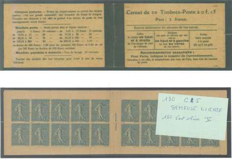 Carnet Ancien N°130_C5 Type SEMEUSE LIGNEE - 15c. 