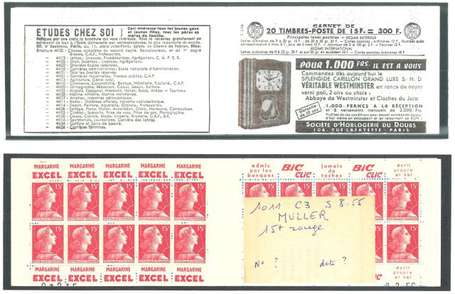 Carnet ancien N°1011_C3. TYPE MULLER - 15fr.ROUGE.