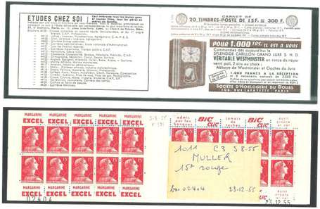 Carnet ancien N°1011_C3. TYPE MULLER - 15fr.ROUGE.