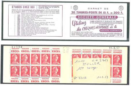 Carnet ancien N°1011_C4. TYPE MULLER - 15fr.ROUGE.