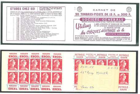 Carnet ancien N°1011_C5. TYPE MULLER - 15fr.ROUGE.