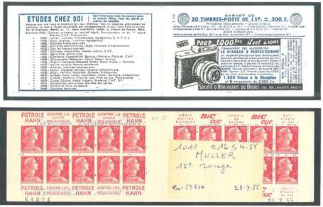 Carnet ancien N°1011_C12. TYPE MULLER - 15fr.ROUGE