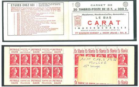 Carnet ancien N°1011_C14. TYPE MULLER - 15fr.ROUGE