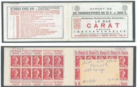 Carnet ancien N°1011_C15. TYPE MULLER - 15fr.ROUGE