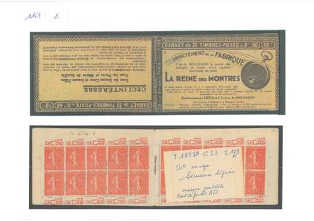 Carnet Ancien N°199_C23 Type SEMEUSE LIGNEE - 50c.